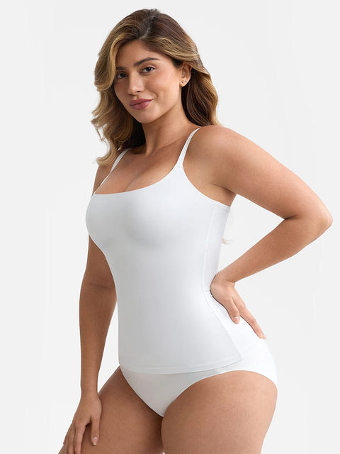 Débardeur Gainant Léger Col Rond Avec Doublure Anti-Transparence Pour Femmes - CurvyPower