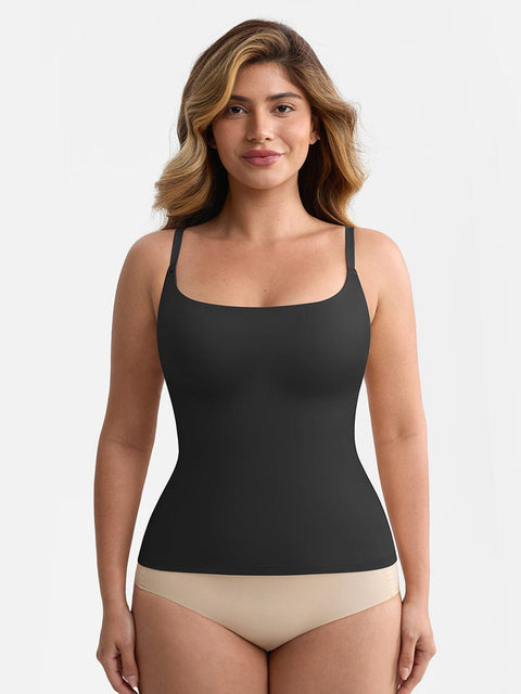 Débardeur Gainant Léger Col Rond Avec Doublure Anti-Transparence Pour Femmes - CurvyPower