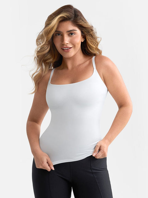Débardeur Gainant Léger Col Rond Avec Doublure Anti-Transparence Pour Femmes - CurvyPower