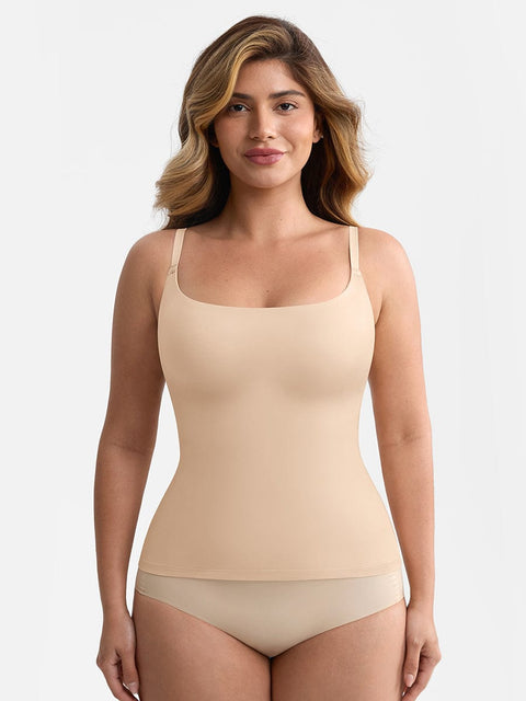 Débardeur Gainant Léger Col Rond Avec Doublure Anti-Transparence Pour Femmes - CurvyPower