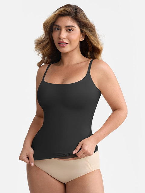 Débardeur Gainant Léger Col Rond Avec Doublure Anti-Transparence Pour Femmes - CurvyPower