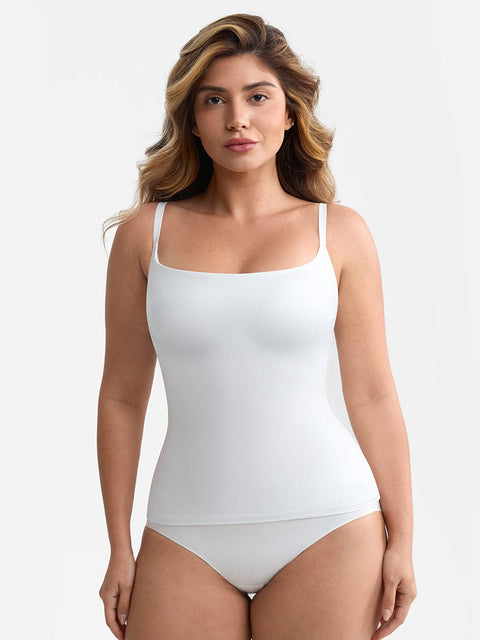 Débardeur Gainant Léger Col Rond Avec Doublure Anti-Transparence Pour Femmes - CurvyPower