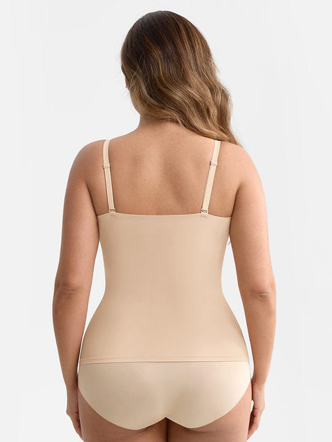 Débardeur Gainant Léger Col Rond Avec Doublure Anti-Transparence Pour Femmes - CurvyPower