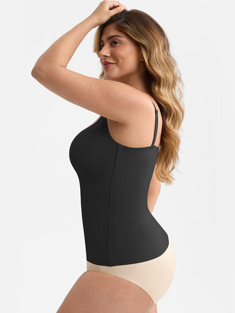 Débardeur Gainant Léger Col Rond Avec Doublure Anti-Transparence Pour Femmes - CurvyPower