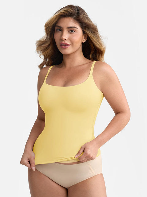 Débardeur Gainant Léger Col Rond Avec Doublure Anti-Transparence Pour Femmes - CurvyPower