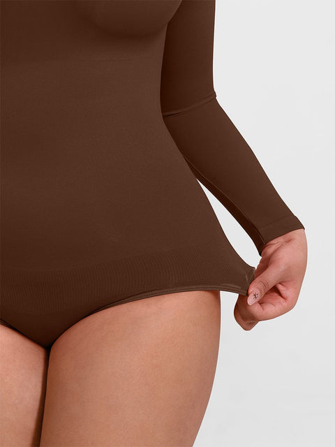 Body Culotte Gainant Ventre Plat Sans Couture Manches Longues - CurvyPower