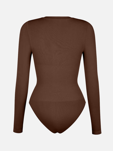 Body Culotte Gainant Ventre Plat Sans Couture Manches Longues - CurvyPower
