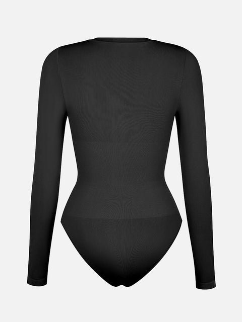 Body Culotte Gainant Ventre Plat Sans Couture Manches Longues - CurvyPower