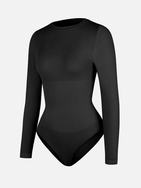 Body Culotte Gainant Ventre Plat Sans Couture Manches Longues - CurvyPower