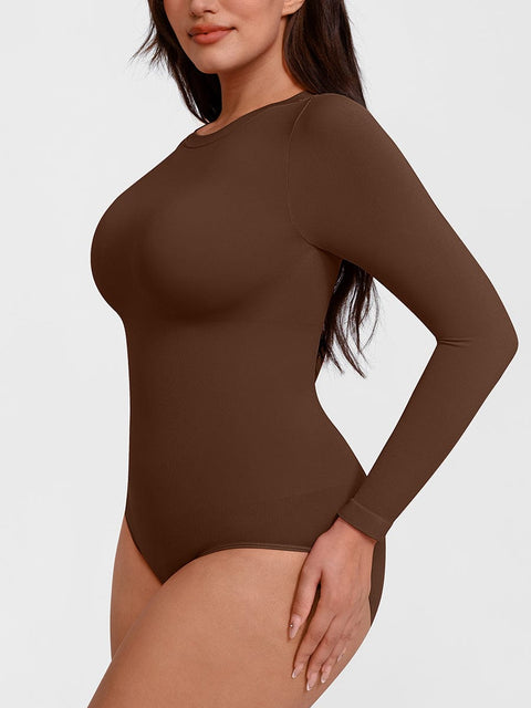 Body Culotte Gainant Ventre Plat Sans Couture Manches Longues - CurvyPower