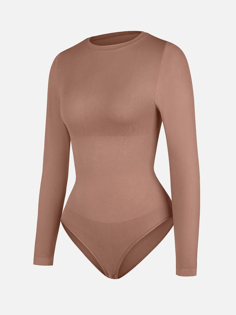 Body Culotte Gainant Ventre Plat Sans Couture Manches Longues - CurvyPower