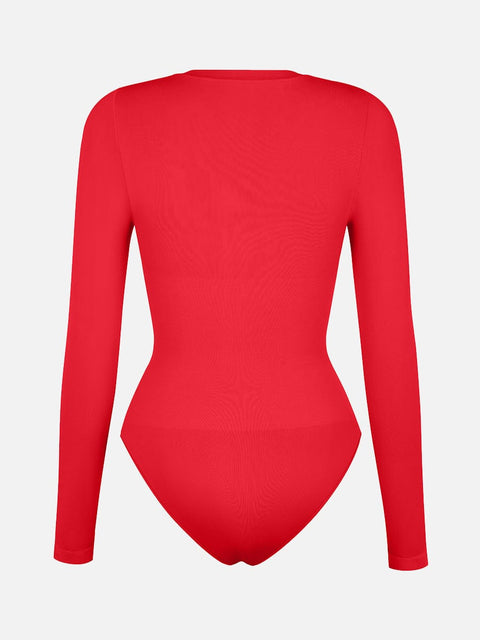 Body Culotte Gainant Ventre Plat Sans Couture Manches Longues - CurvyPower