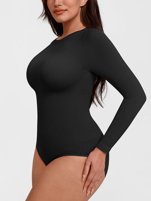 Body Culotte Gainant Ventre Plat Sans Couture Manches Longues - CurvyPower