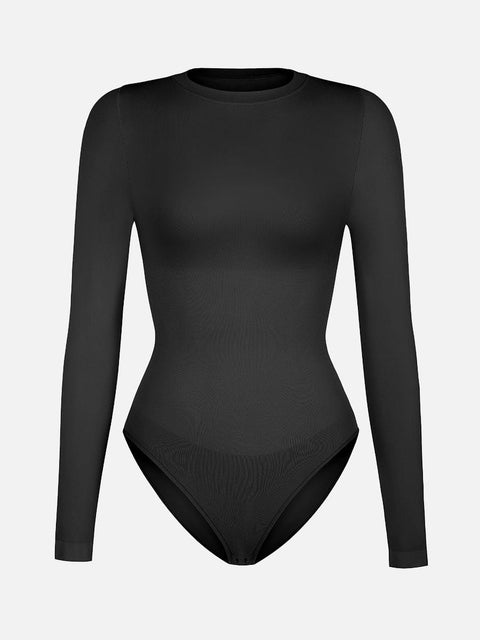 Body Culotte Gainant Ventre Plat Sans Couture Manches Longues - CurvyPower
