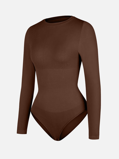 Body Culotte Gainant Ventre Plat Sans Couture Manches Longues - CurvyPower