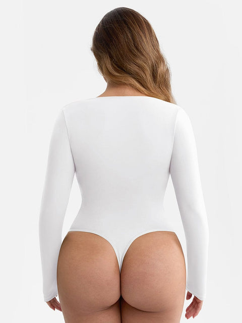 Body Gainant Col V Croisé Plissé Ventre Plat - CurvyPower