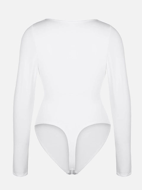 Body Gainant Col V Croisé Plissé Ventre Plat - CurvyPower