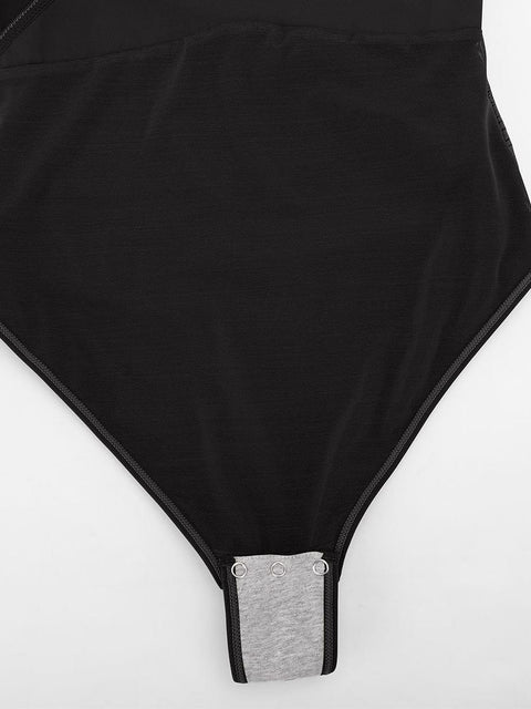 Body Gainant Col V Croisé Plissé Ventre Plat - CurvyPower