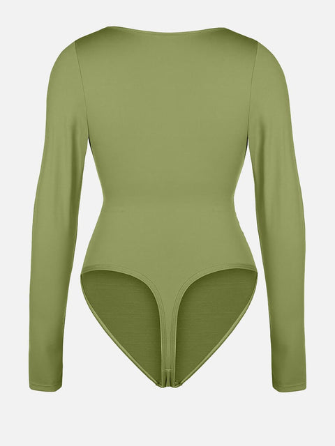 Body Gainant Col V Croisé Plissé Ventre Plat - CurvyPower