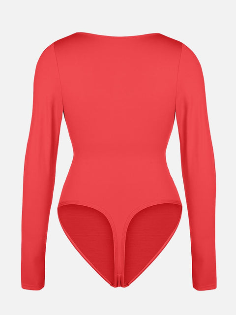 Body Gainant Col V Croisé Plissé Ventre Plat - CurvyPower