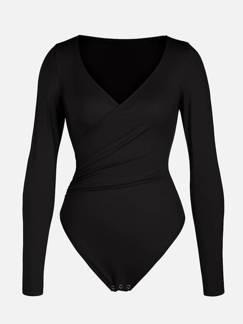 Body Gainant Col V Croisé Plissé Ventre Plat - CurvyPower