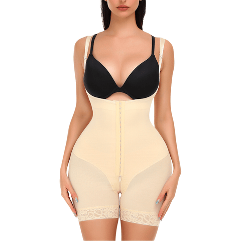 CurvyPower | Be You ! Beige / S Body Gainant Buste Ouvert Avec Fermeture à Crochets Pour Femmes