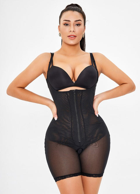 Body Gainant Buste Ouvert Remonte-Fesses Avec Fermeture Éclair Frontale Pour Femmes - CurvyPower
