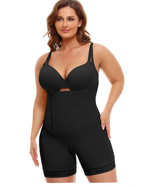 CurvyPower | Be You ! Noir / S Body Gainant Buste Ouvert Grande Taille Avec Fermeture Éclair Latérale