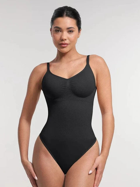 CurvyPower | FR Body Noir / XS Body Gainant Sans Couture Ventre Plat avec Soutien Poitrine Intégré