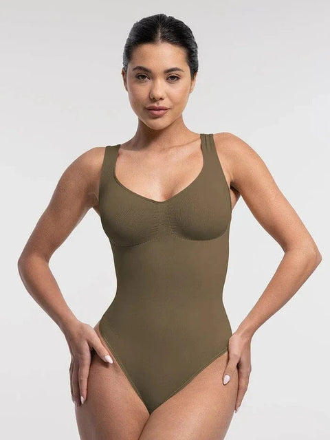Body Culotte Gainant Ventre Plat et Soutien Poitrine Marron Pour Femmes