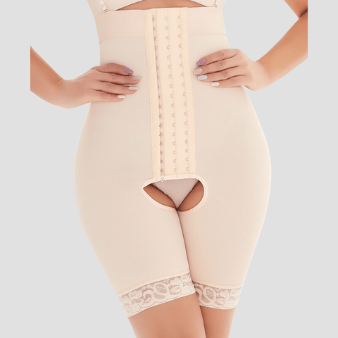 CurvyPower | Be You ! Body Gainant Taille Haute à Entrejambe Ouvert avec Bretelles Réglables