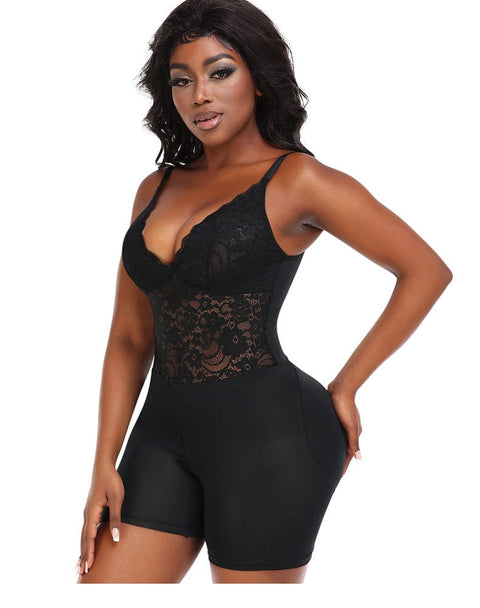 Body Gainant Dentelle Col V Dos Nu Pour Femmes - CurvyPower