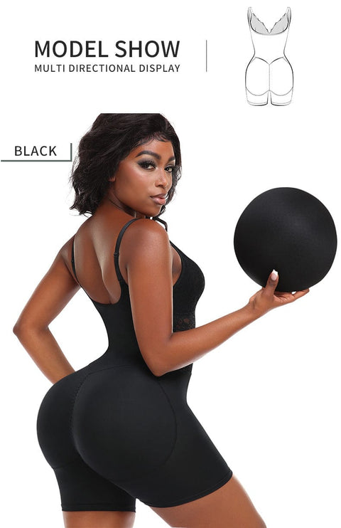 Body Gainant Dentelle Col V Dos Nu Pour Femmes - CurvyPower
