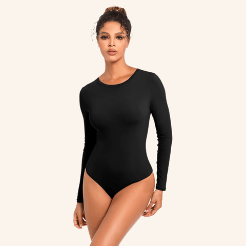 Body Manches Longues Ventre Plat String Sans Couture - CurvyPower