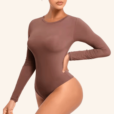 Body Manches Longues Ventre Plat String Sans Couture - CurvyPower