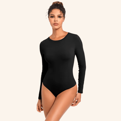 Body Manches Longues Ventre Plat String Sans Couture - CurvyPower