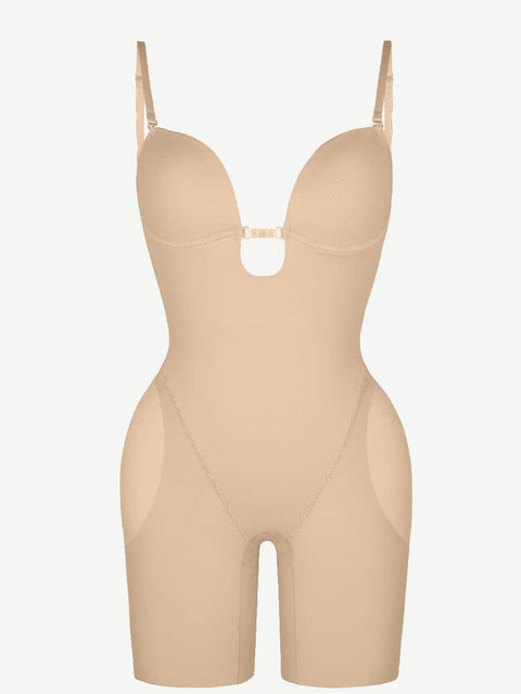 CurvyPower bodysuit Nude / XS Low Back Shaping Bodysuit With Removable Hip and Butt Pads