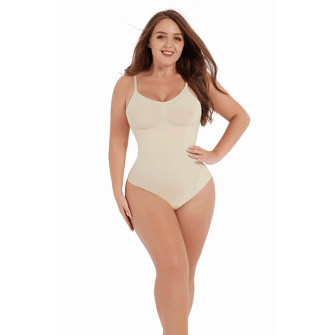 CurvyPower Bodysuit Nude / XS/S Seamless Thong Shaping Bodysuit Low Back With Adjustable Straps