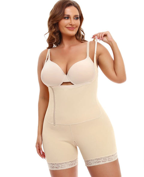 Body Gainant Buste Ouvert Grande Taille Avec Fermeture Éclair Latérale - CurvyPower