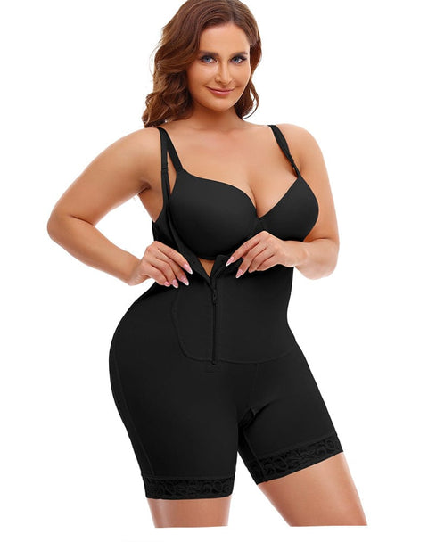 Body Gainant Buste Ouvert Grande Taille Avec Fermeture Éclair Latérale - CurvyPower