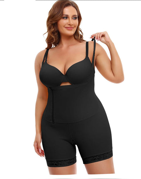 Body Gainant Buste Ouvert Grande Taille Avec Fermeture Éclair Latérale - CurvyPower