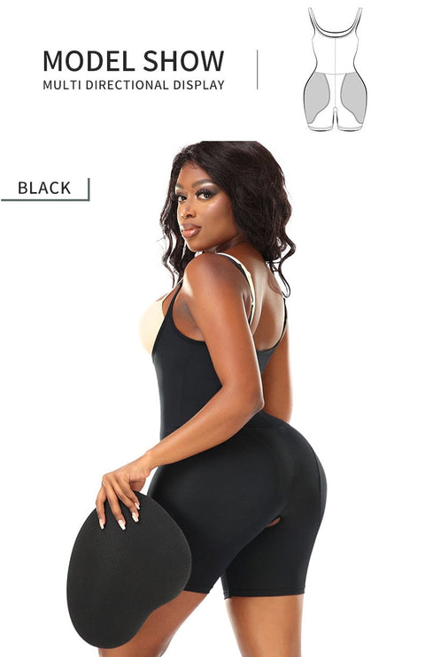 Body Gainant Buste Ouvert Avec Coussinets De Hanche Amovibles Pour Femmes - CurvyPower