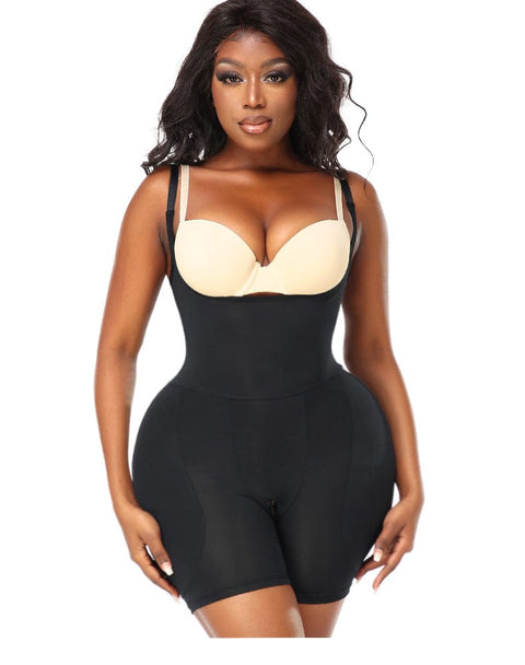 Body Gainant Buste Ouvert Avec Coussinets De Hanche Amovibles Pour Femmes - CurvyPower