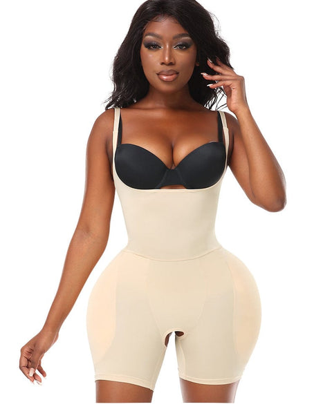Body Gainant Buste Ouvert Avec Coussinets De Hanche Amovibles Pour Femmes - CurvyPower