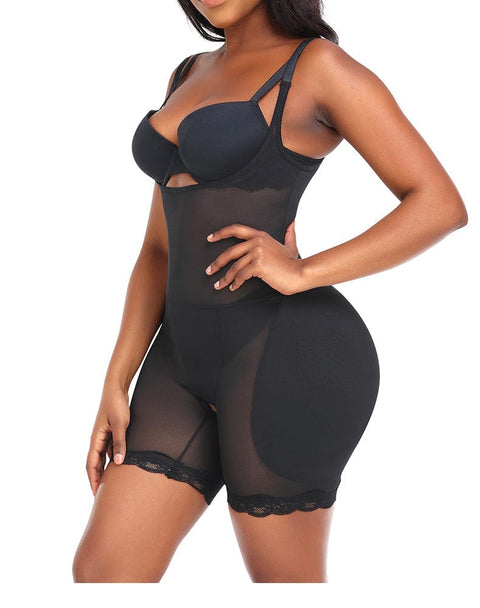 Body Gainant Buste Ouvert en Dentelle et Coussinets de Hanches Pour Femmes - CurvyPower