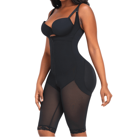 CurvyPower | Be You ! Body Gainant Buste Ouvert Avec Fermeture Éclair Frontale Et Bretelles Réglables