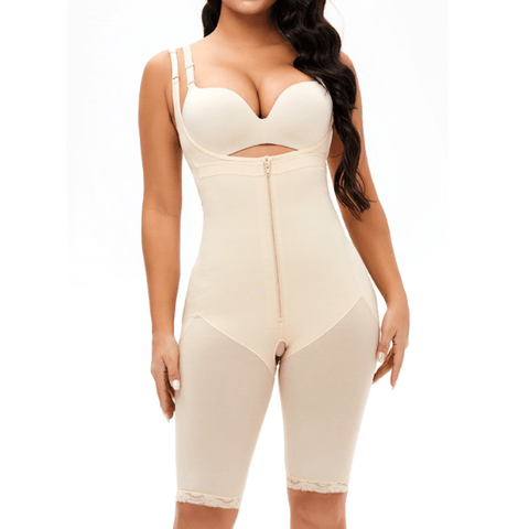 CurvyPower | Be You ! Body Gainant Buste Ouvert Avec Fermeture Éclair Frontale Et Bretelles Réglables