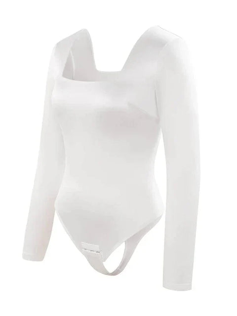 Body Gainant Col Carré Manches Longues Pour Femmes - CurvyPower