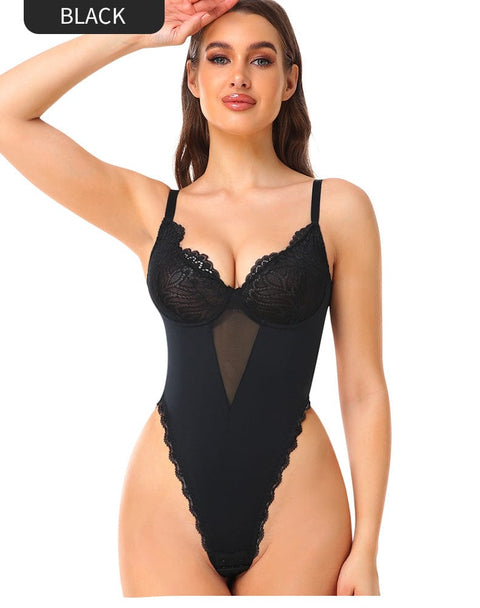 Body Gainant Dos Nu En Dentelle Avec Soutien-Gorge Intégré - CurvyPower
