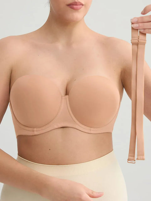 CurvyPower | UK Bra Beige / 36B/C Push-Up Underwire Strapless Bra